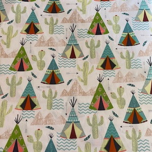 100% Cotton Fabric, Pee and Cacti Pattern, Quality cotton fabric, By The Yard, Project Fabric,Cactus fabric. image 1