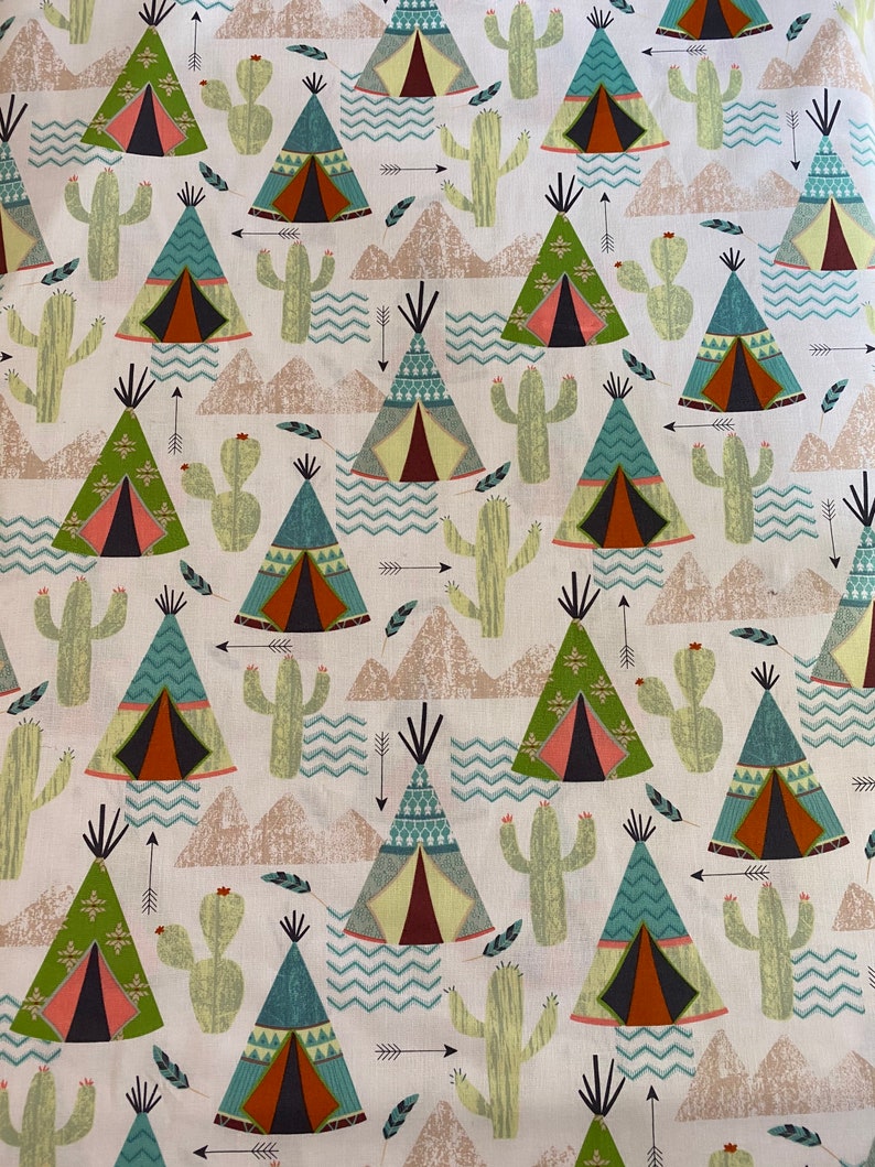 100% Cotton Fabric, Pee and Cacti Pattern, Quality cotton fabric, By The Yard, Project Fabric,Cactus fabric. image 1