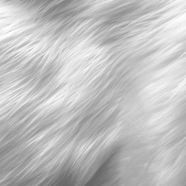 WHITE Luxury Faux Fur, 2" Pile Faux Fur Sheets, Pre-Cut & By the Yard, Long Shaggy Pile Fabric, Fursuit Pillow Photo Prop DIY Supplies