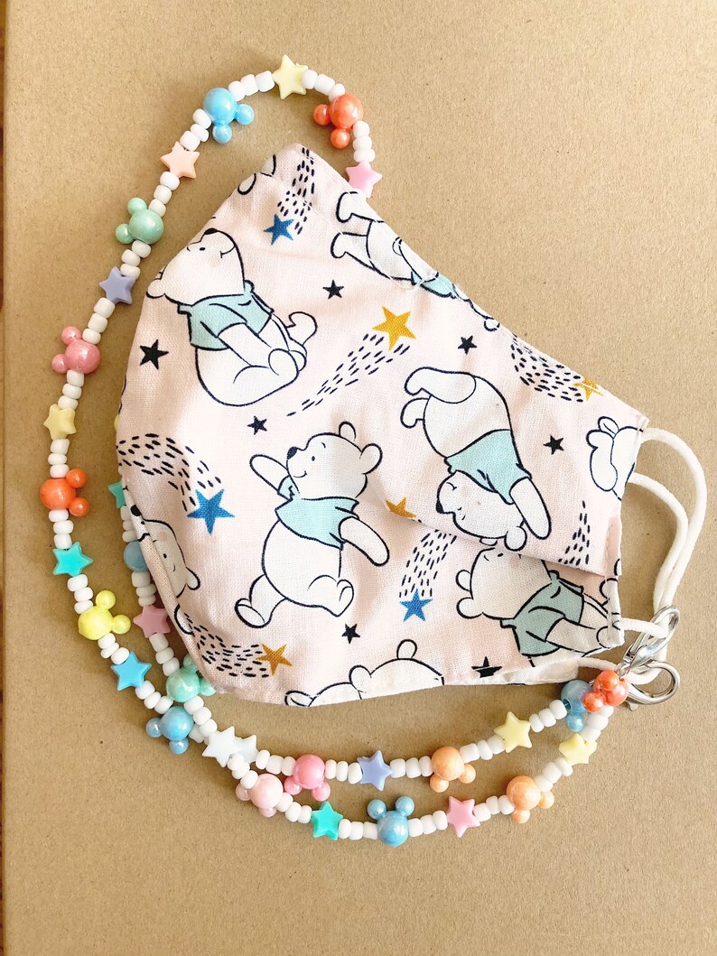 PASTEL STARS Mickey Mask Chain Beaded Holder Chain Lanyard DISNEY