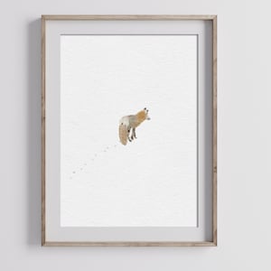 Fox Watercolor Painting Print,  Minimalist Fox Wall Art, Fox Watercolor Print, Fox Nursery Art, Woodland Fox Watercolor