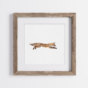 Fox Original Watercolor Premium Print, Minimalist Fox Wall Art, Fox Watercolor Print, Fox Nursery Art, Woodland Fox Watercolor