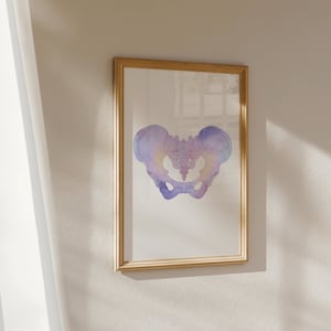 Watercolor Pelvis Art Print (Blue), OBGYN Art, Midwife and Doula Art, Pregnancy Art, Abstract Anatomy Art, Medical Art, Medical Illustration