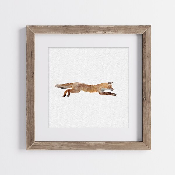 Fox Original Watercolor Premium Print, Minimalist Fox Wall Art, Fox Watercolor Print, Fox Nursery Art, Woodland Fox Watercolor