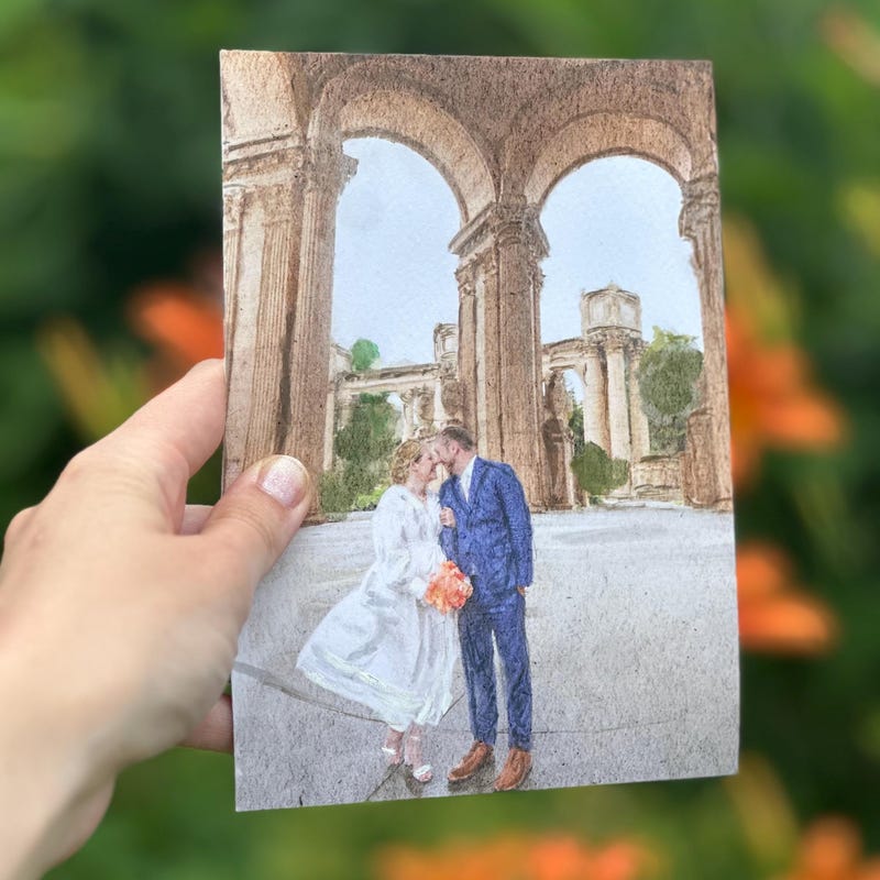 Wedding Venue Painting , Hand- Painted Wedding Portrait, Watercolor, Wedding