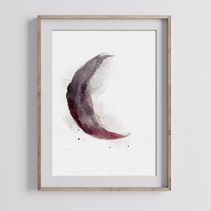Abstract Moon Art,  Moon Print, Watercolor Moon Painting, Moon Wall Art, Minimalist Moon, Crescent Moon Art, Witchy Wall Art
