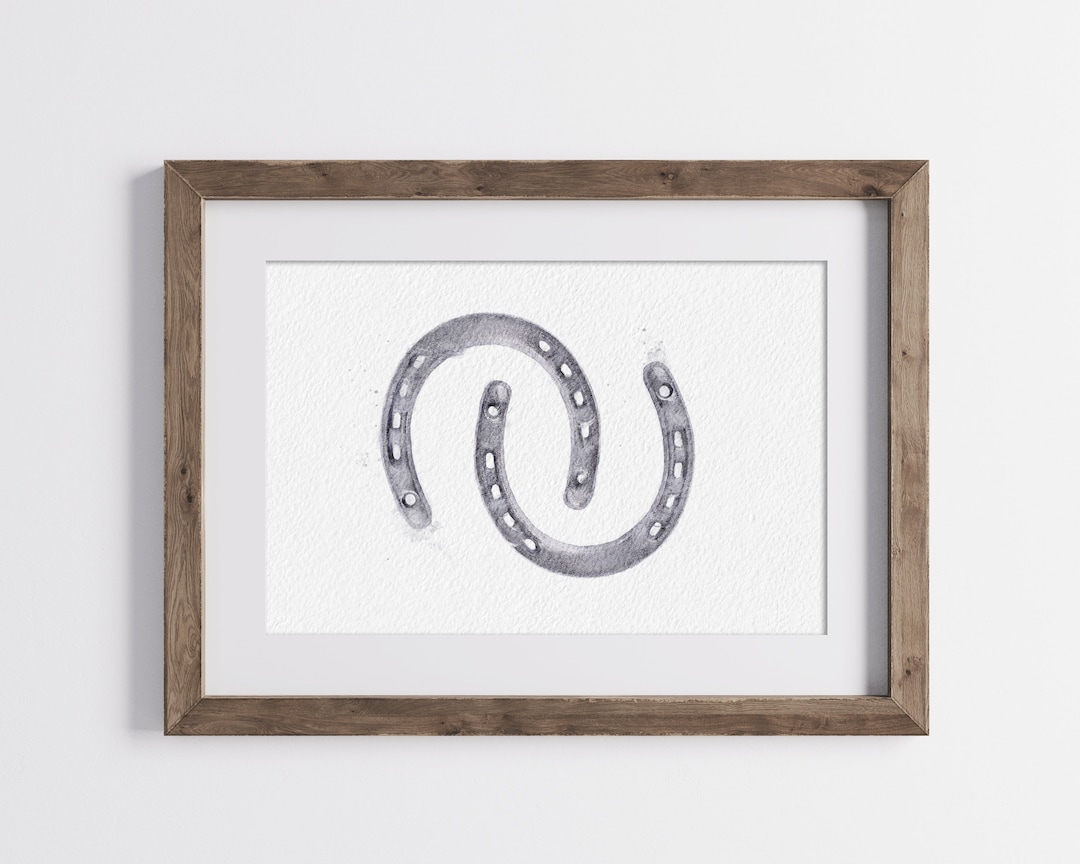 Premium Equestrian Watercolor Art, Equestrian Art Print, Horseshoe