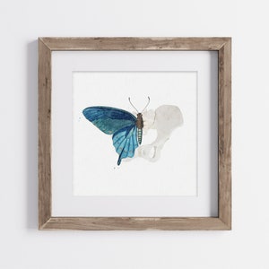 Vintage-Inspired Butterfly Pelvis Watercolor Print, Pelvis Art, Birth Art, Doula Art, Doula Gift, Midwife Art , Midwife Gift, OBGYN Art