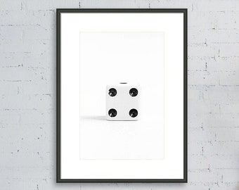 Number Room Decor, Black White Wall Art, Number 4, Dice Wall Art, Game Room Print, Game Lover Gift, Dice Print, Sports Football Number Gift