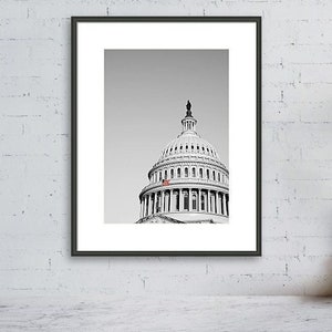 Black and White Washington DC Photo, Travel Photography, US Capitol Wall Art, Black and White Capitol Dome Print, Travel Prints, Cityscape image 1