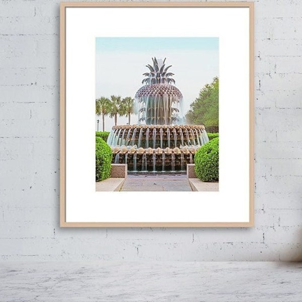 Charleston Print, Pineapple Fountain, Cityscape Photo, South Carolina Wall Art, Charleston Photo, Travel Photography, Southern Charm Decor