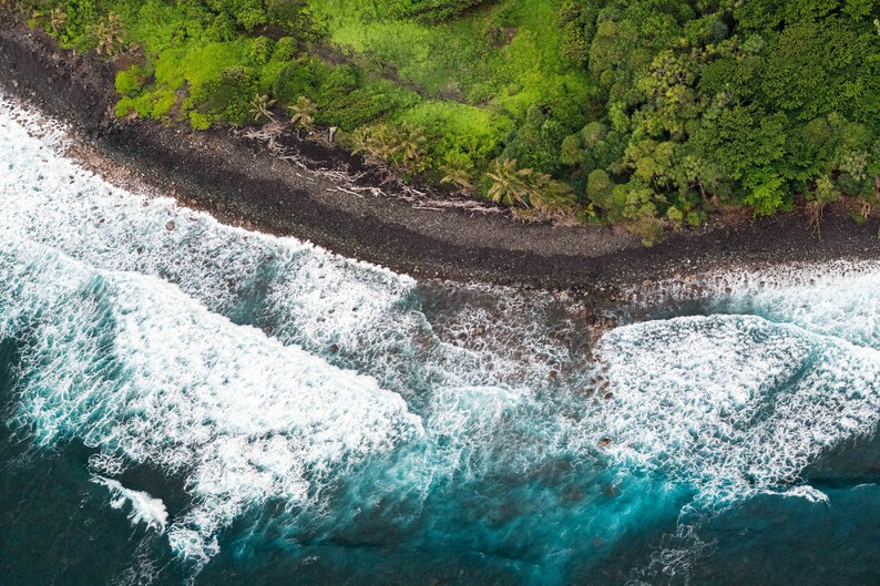 Hawaii Ocean Print, Hawaiian Photo, Travel Photography, Hawaii Wall Art, Tropical Ocean Print, Kohala Kona Coast, Hawaiian Rainforest Print image 2