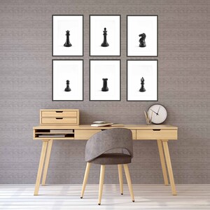 Black and White Chess Piece Print, Game Room Wall Art, Chess Wall Decor, Game Room Prints, Bishop Wall Art, Game Room Photo, Man Cave Print image 7