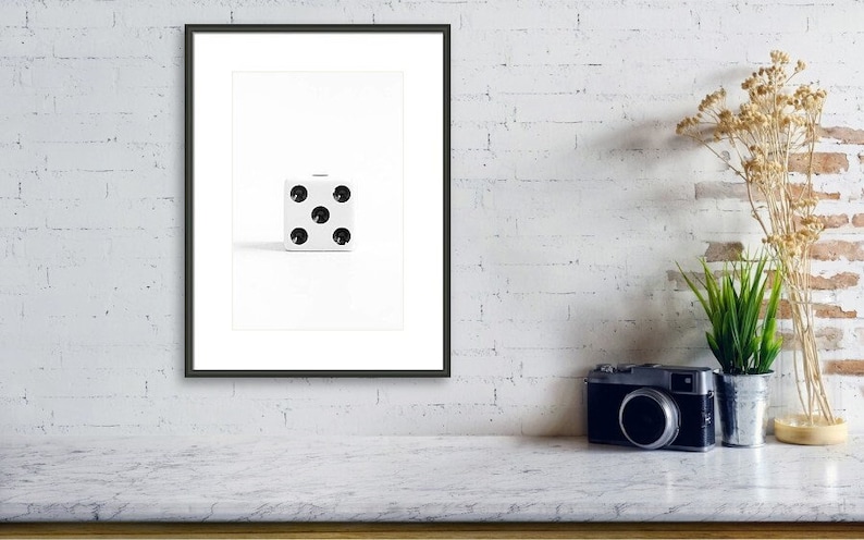 Game Room Decor, Dice Wall Art, Number 5, Dice Print, Board Game Print, Sports Football Jersey Number Print, Anniversary Number, Play Room image 1