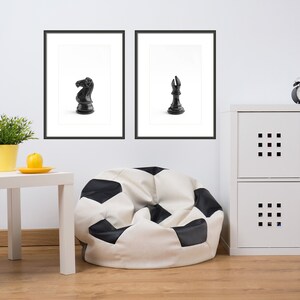 Black and White Chess Piece Print, Game Room Wall Art, Chess Wall Decor, Game Room Prints, Bishop Wall Art, Game Room Photo, Man Cave Print image 6