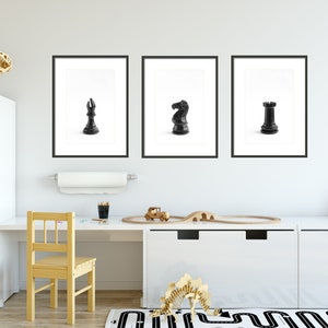 Black and White Chess Piece Print, Game Room Wall Art, Chess Wall Decor, Game Room Prints, Bishop Wall Art, Game Room Photo, Man Cave Print image 4