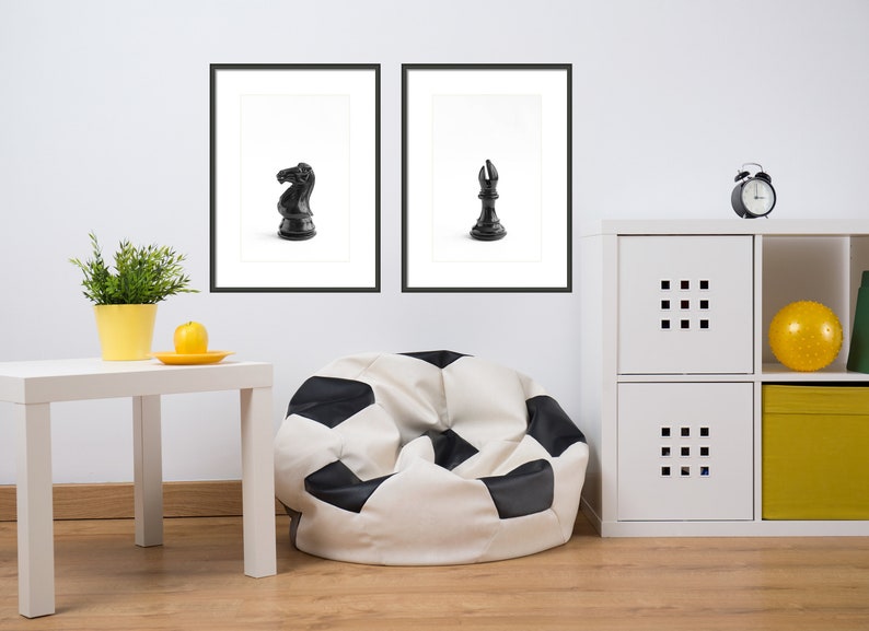 Board Game Decor, Custom Chess Piece Wall Art, Game Room Print Set, Chess Piece Print, Custom Board Game Gift, King Queen Bishop Photo Decor image 7