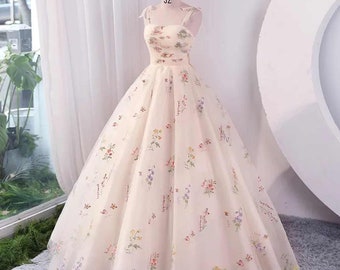 Floral Embroidery Princess Dress