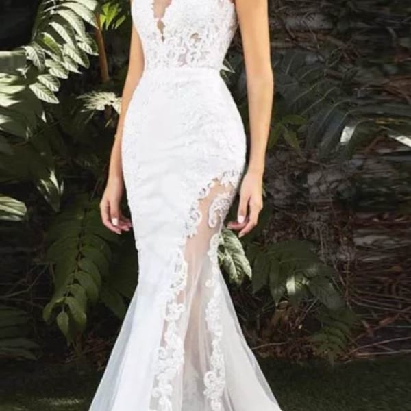 2023 Elegant Mermaid Beach Wedding Dress