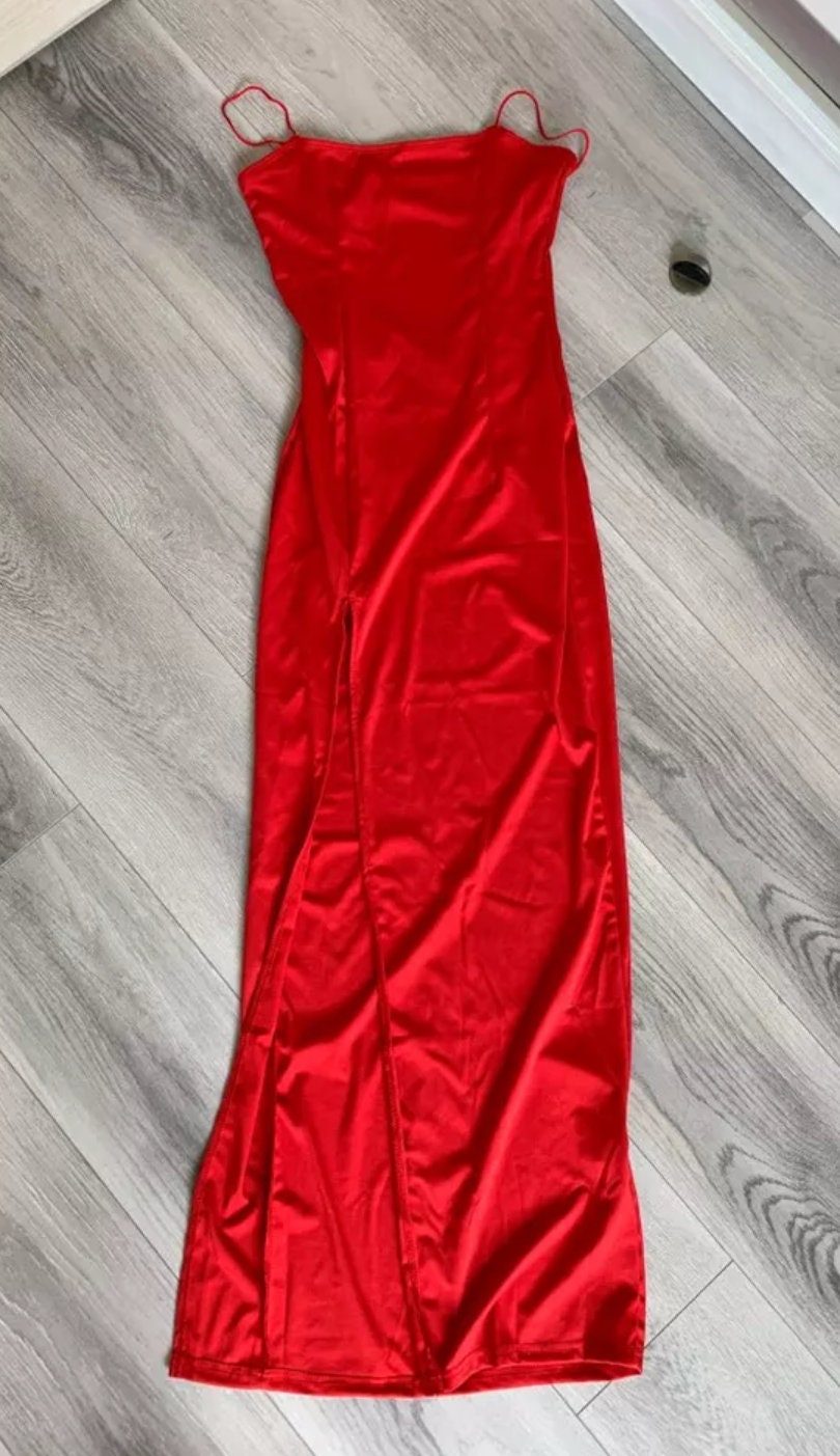 Sexy Bodycon Spaghetti Strap High Leg Slit Maxi Dress | Etsy