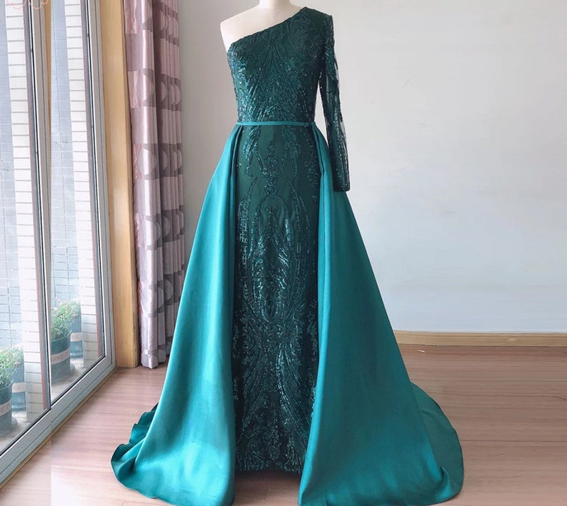 Elegant Sequin One Long Sleeve Mermaid Prom Dress With - Etsy