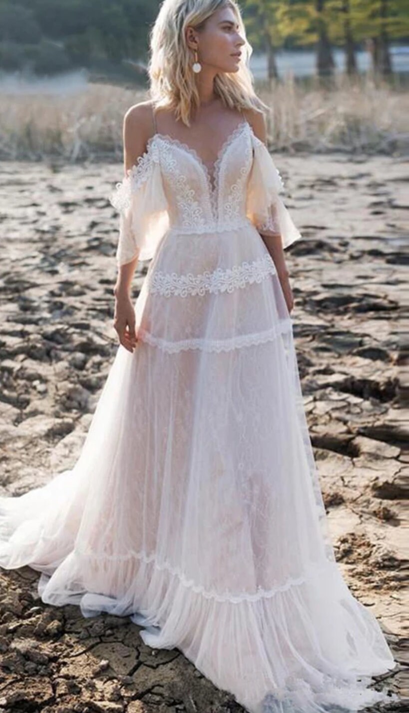 2020 Vestido de novia de playa con cordones en el hombro Etsy España 2020 Vestido de novia de playa con cordones en el hombro Etsy España