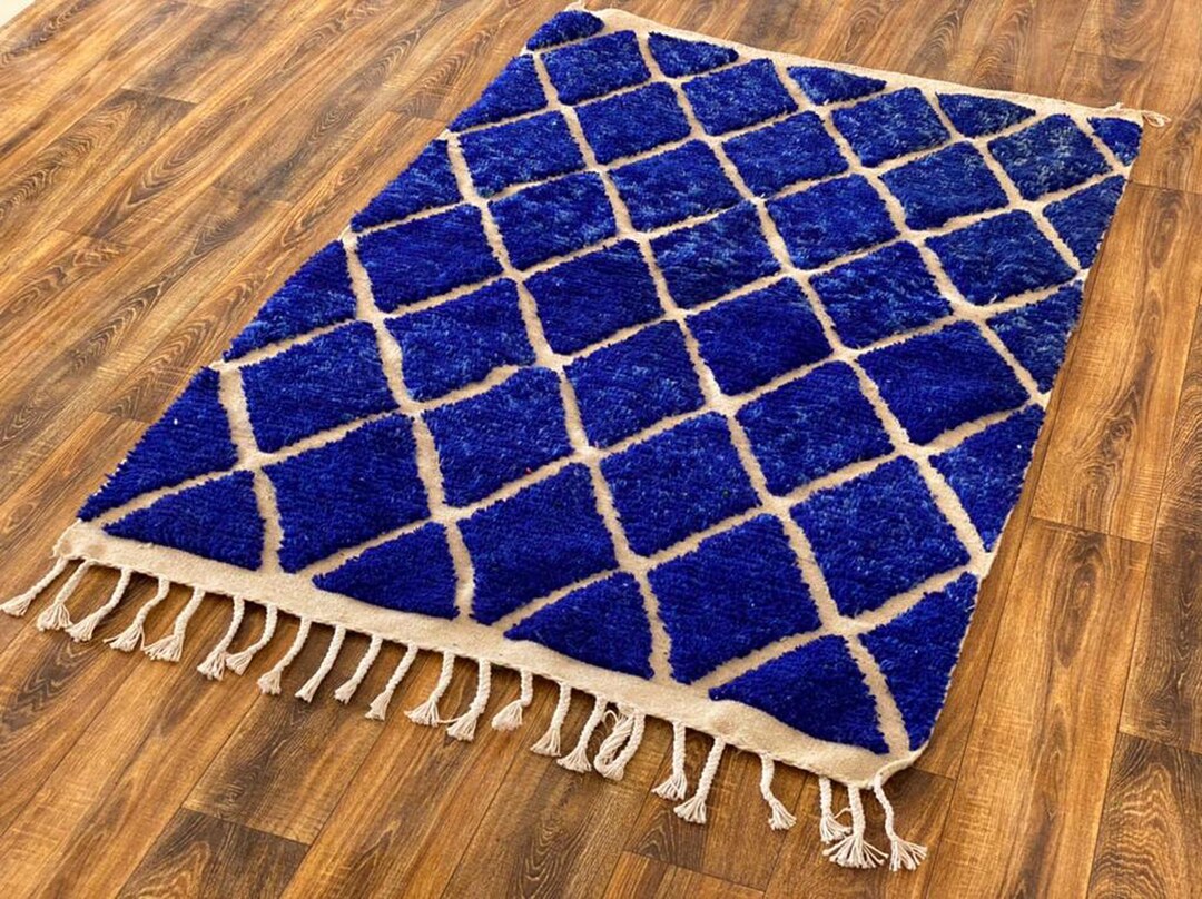 Custom Blue and White Checker Rug Moroccan Berber Checkered Etsy