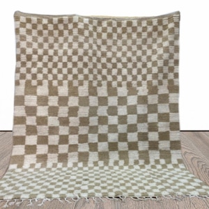 Large Moroccan Beige White Checkered area rug, Berber Checker rug, nursery rug free shipping