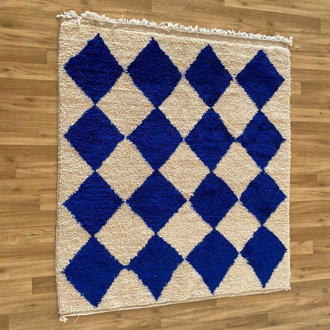 Large Blue Checkered Area Rug Moroccan Berber Checkered Rug Etsy