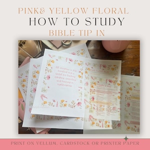May include: A set of white paper sheets featuring pink and yellow floral borders and printed text. The central sheet displays the text All Scripture is God-breathed and is useful for teaching, rebuking, correcting and training in righteousness.