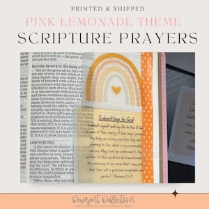 Hojas de oración de limonada rosa / Inserto impreso para diario bíblico / Oraciones bíblicas / Biblia cargada / Cartulina vitela o papel de impresora