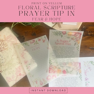 Scripture Prayer Cards Against Fear & For Hope | Christian Women | Bible Journal | Instant Download | Loaded bible Tip in | Vellum Printable