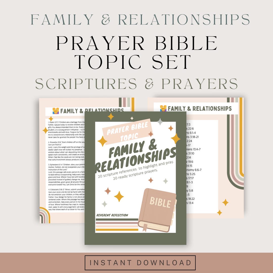 Prayer Bible Topic | Family & Relationships Printable | Scripture ...