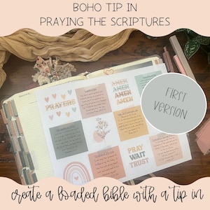 Boho Prayer Tip In Sheets | Bible Journaling Insert | Scripture Cards | Loaded Bible | Vellum Cardstock Printable | PDF Instant  Download
