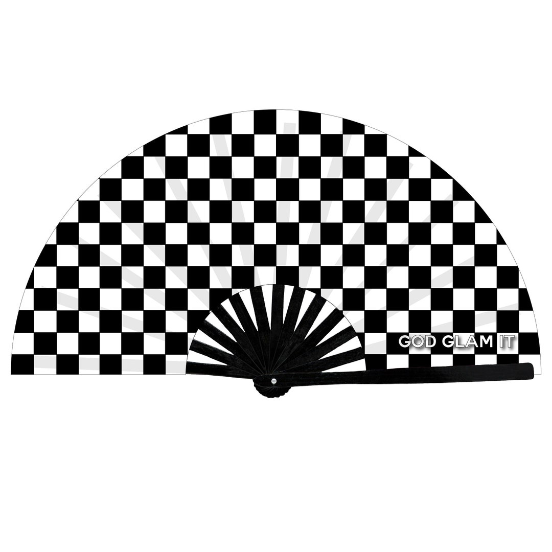 Checker Hand Fan Etsy