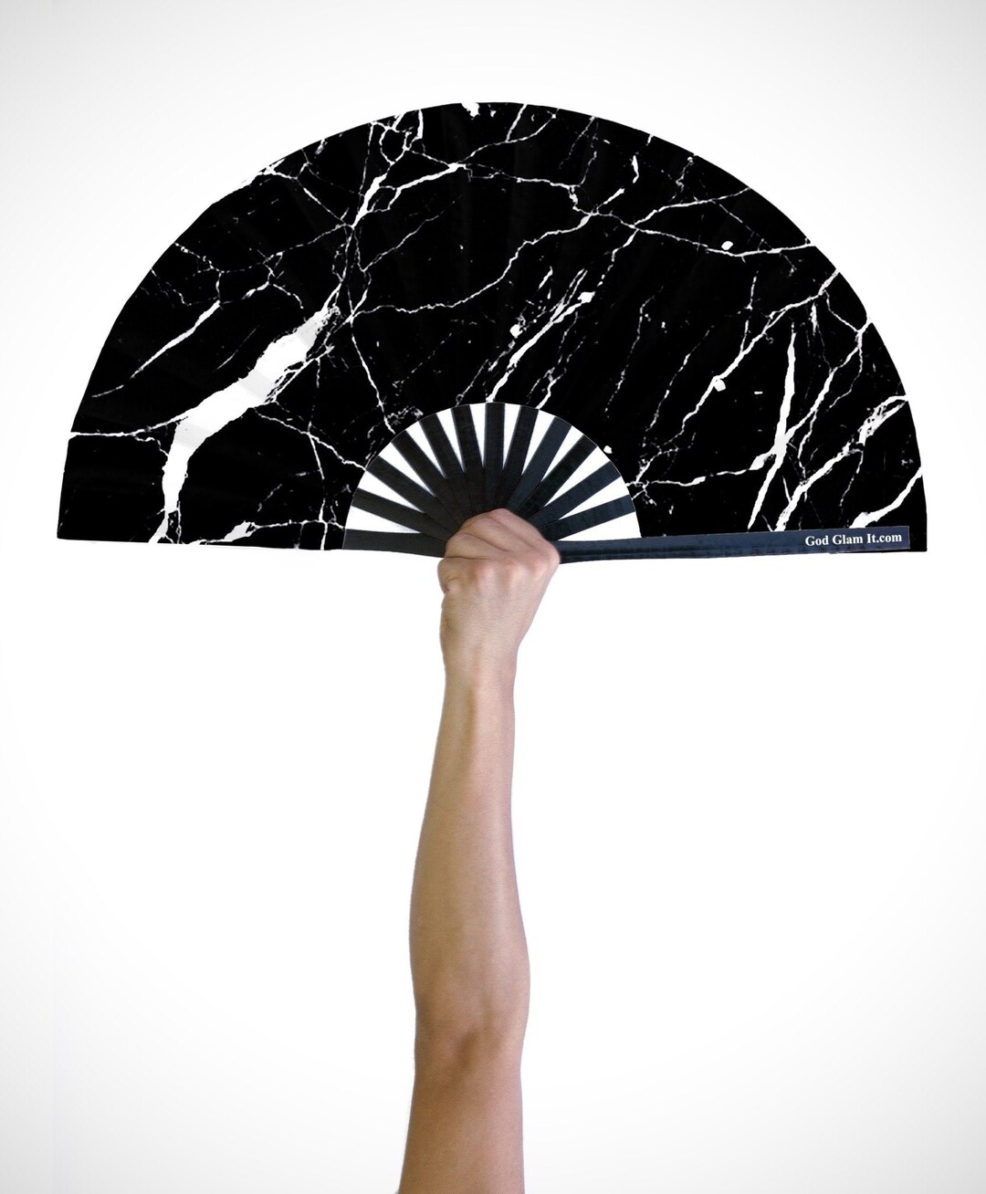Black Marble EDM-RAVE Bamboo Hand Fan - Etsy