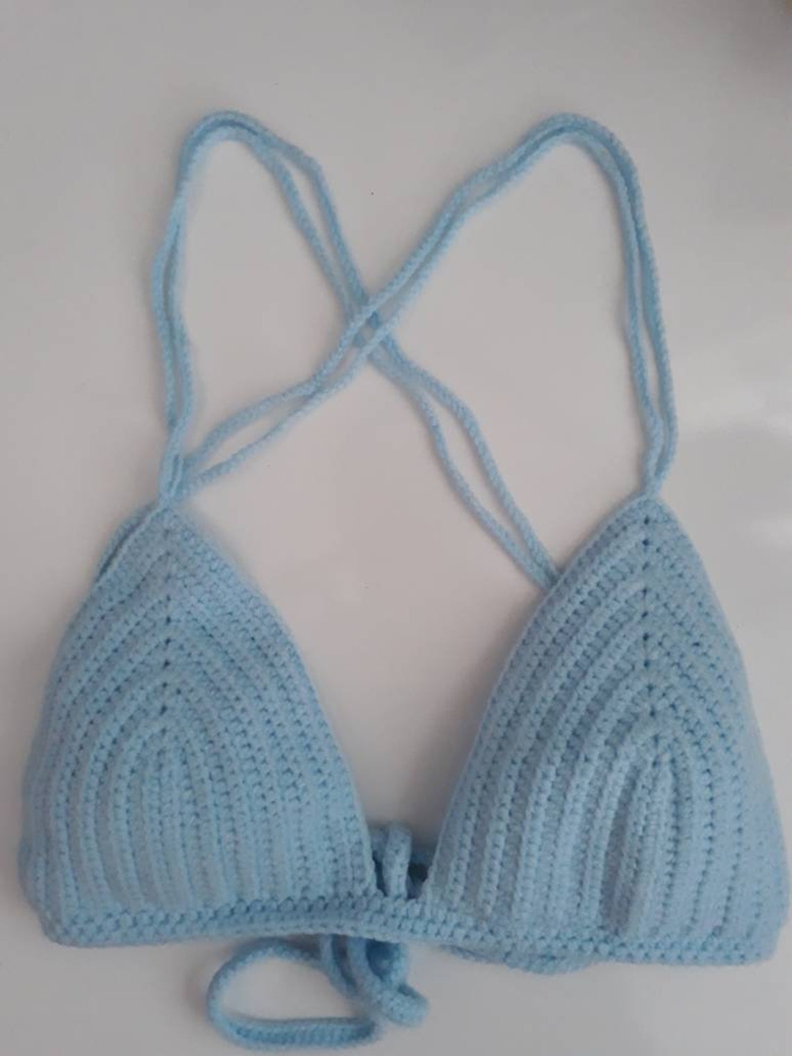 Blue Handmade Knitted Bikini Etsy