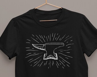 Blacksmithing Line Art Anvil Short-Sleeve T-Shirt