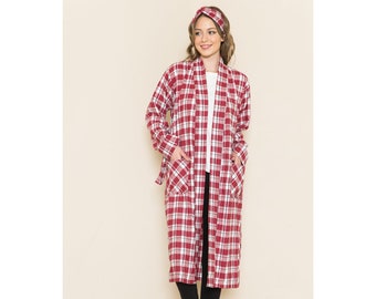 Warm cotton Robe ,Flannel  100% Cotton, Handmade in USA ,Unisex , Holiday Gift for friends and family