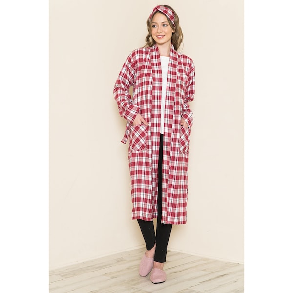 Warm cotton Robe ,Flannel  100% Cotton, Handmade in USA ,Unisex , Holiday Gift for friends and family