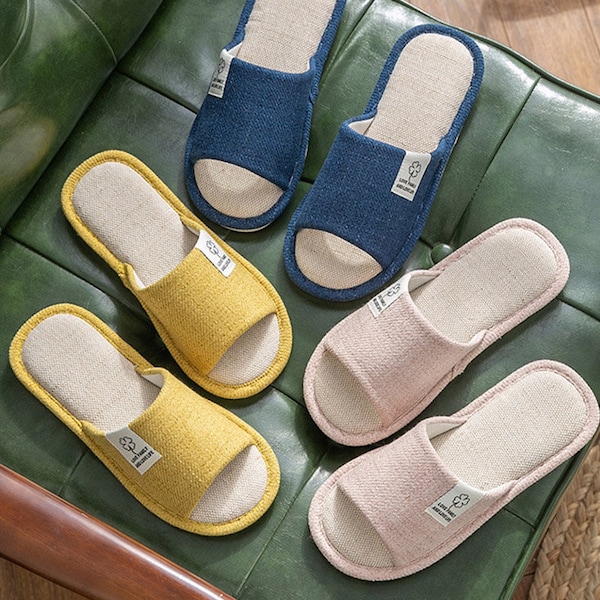Linen Slippers , Our best Selling slippers ,Indoor Slippers, Gift for family and friends ,Gift for her ,Anti Slip Slipper