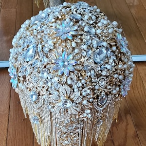 Gold Brooch Bouquet | Brooch Bouquet | Wedding Bouquet | crystal bouquet | jewelry bouquet | rhinestone bouquet | silver bridal bouquet