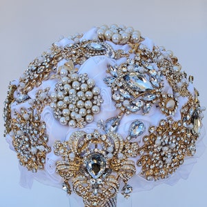 Ramo de broche blanco / broches de ramo / ramo de oro / ramo de bling / ramo de broche / ramo de boda / ramo de novia / ramo de glamour /