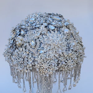 Ramo de broche de plata / colección de amor / ramos artificiales / ramos brillantes / ramo de perlas / ramos elegantes / ramo de lujo