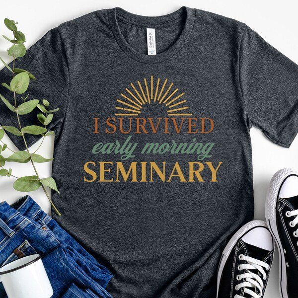 LDS T-Shirt, I Survived Early Morning Seminary, LDS Youth Tshirt, Christian Gift, Church of Jesus Christ Shirt, Missionary Gift, BYU Student