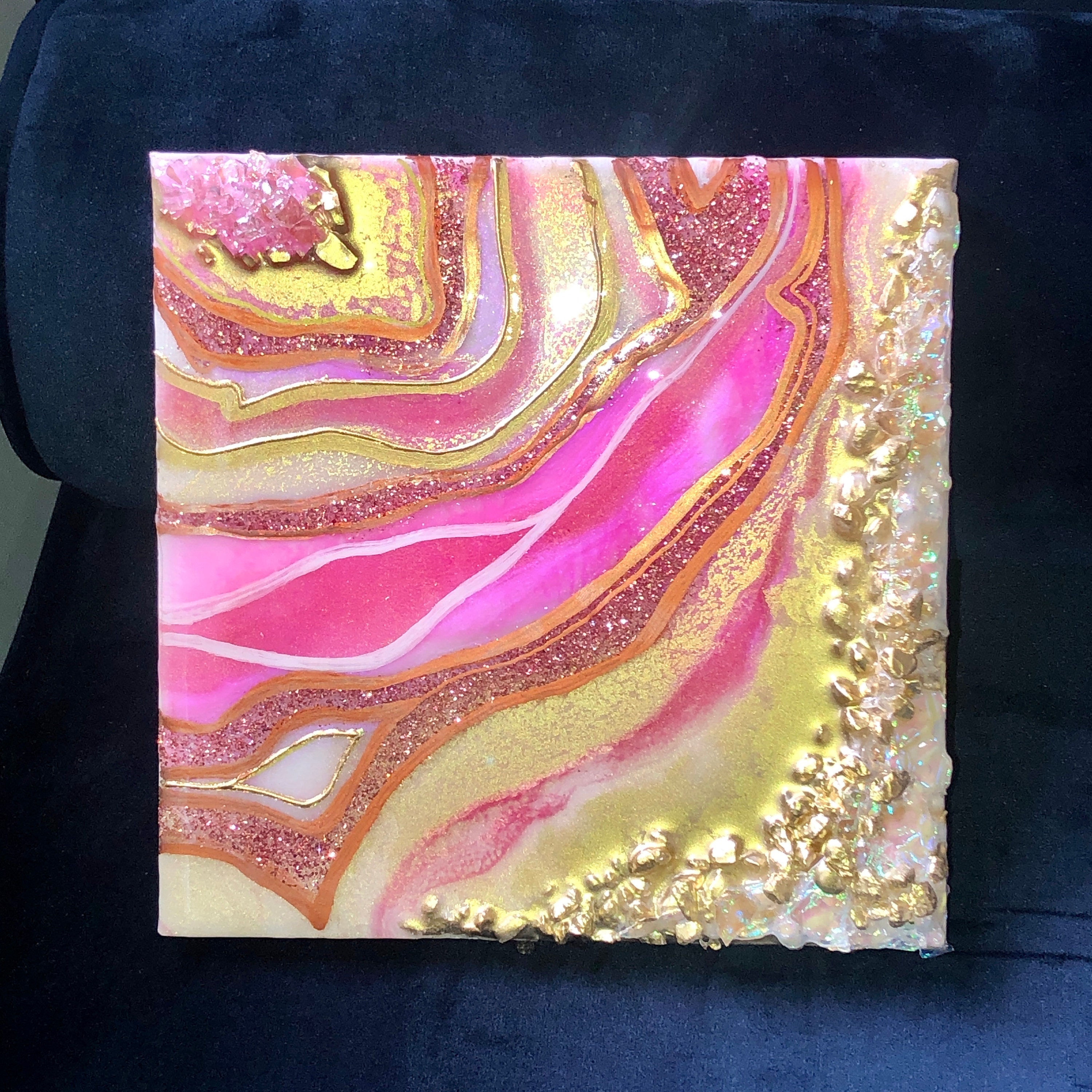 Pink and Rose Gold Geode Wall Art Painting 12x 12 on Etsy