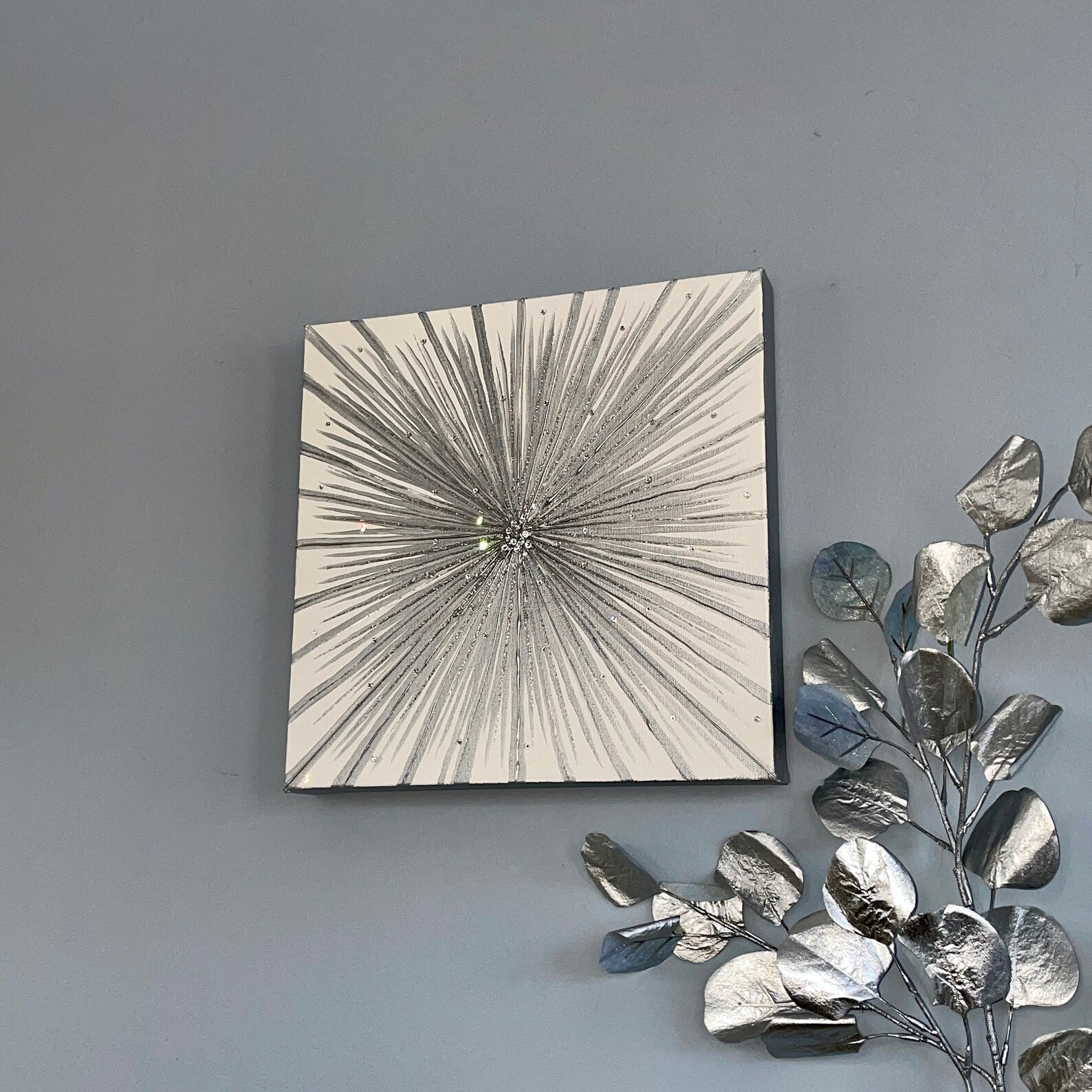 Silver Abstract Wall Art Custom Swarovski Crystal 3D Art Etsy