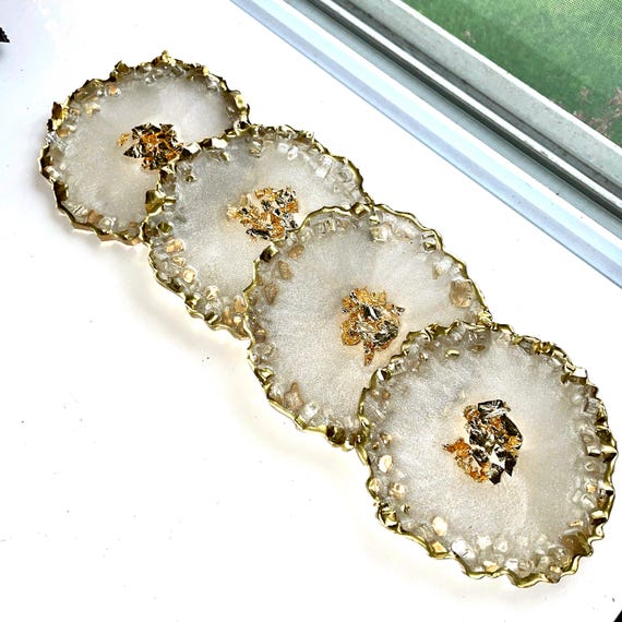Set di Sottobicchieri Artistici in Resina Geode con Design di