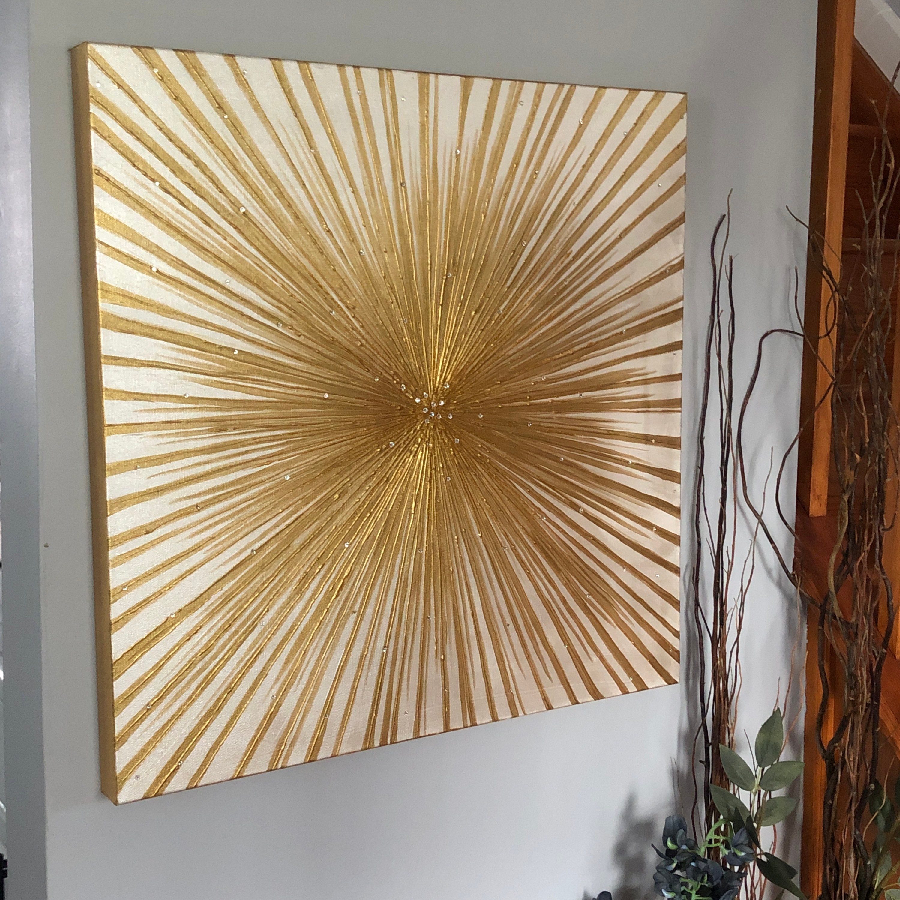 Gold Sunburst Rhinestone Painting: 3D Geometric Glam Wall Decor - Etsy