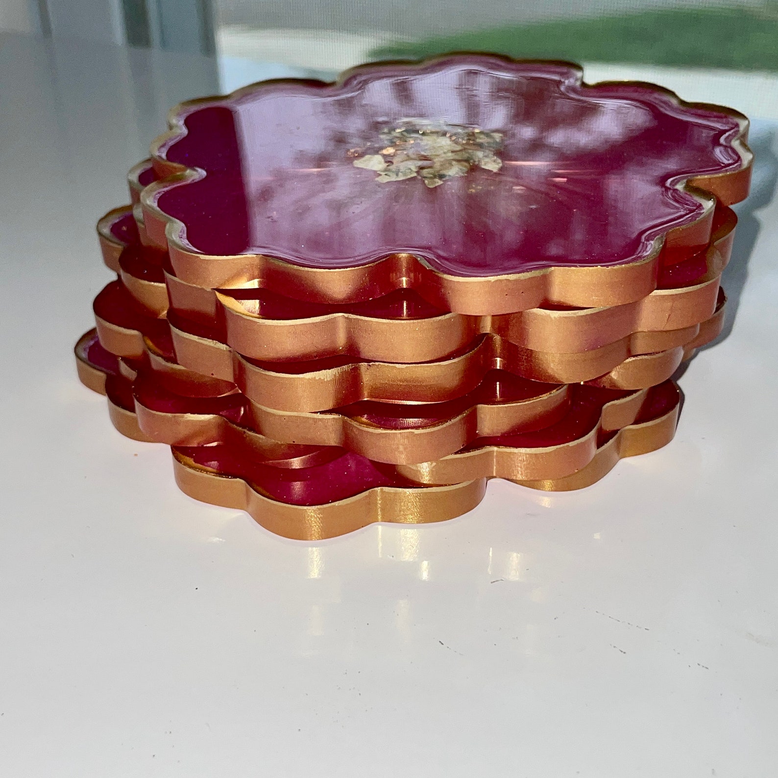 Resin Tray and Coaster Set Agate Resin Flower Tray Etsy